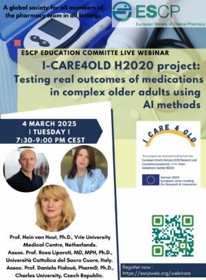 4 March 2025: Webinar on I-CARE4OLD H2020 PROJECT - Testing real outcomes of medications in complex older adults by using AI methods