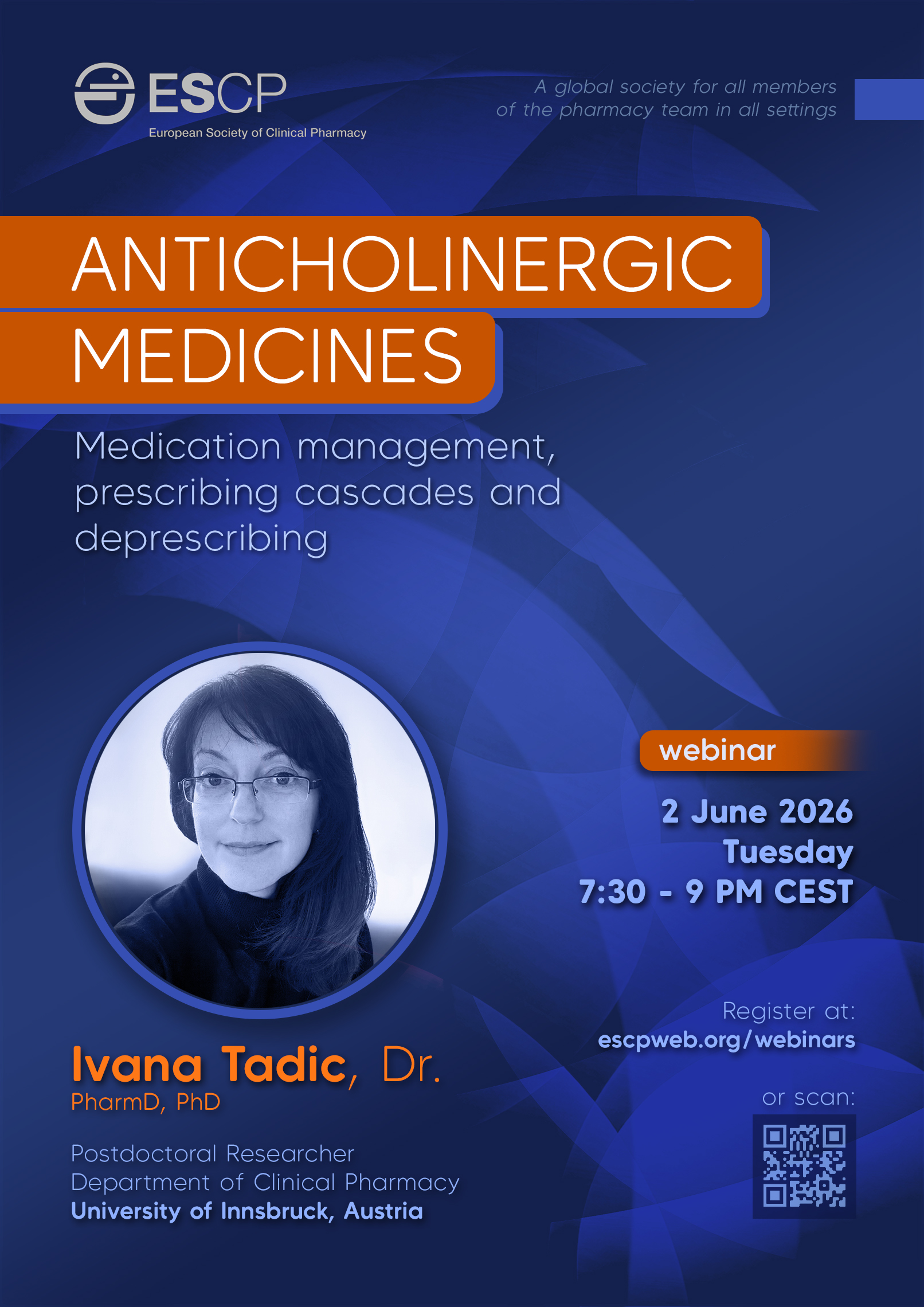 2 June 2026: Webinar on Anticholinergic medicines - medication management, prescribing cascades, and deprescribing